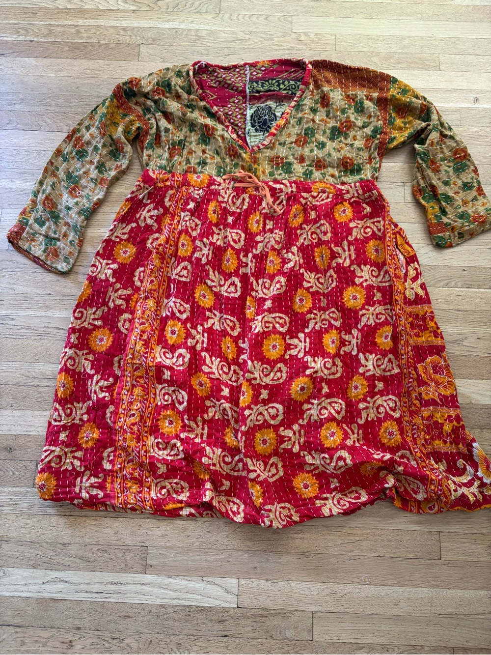 Boho kantha dress upcycled clothing